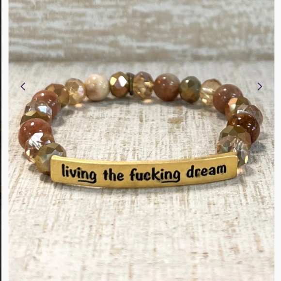Boho “ Living the F’n Dream“ Beaded Sassy Bracelet with Natural Stones R4A - Picture 1 of 2